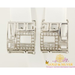 Серебряные серьги квадратная абстракция. 420907с